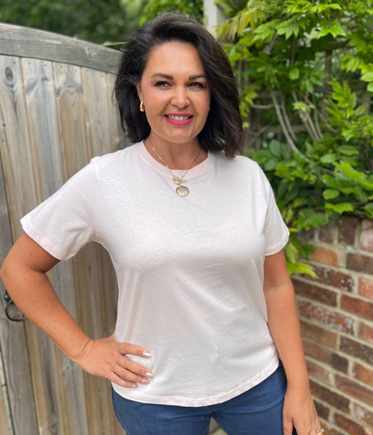 Pastel Pink Straight Fit Cotton Tee