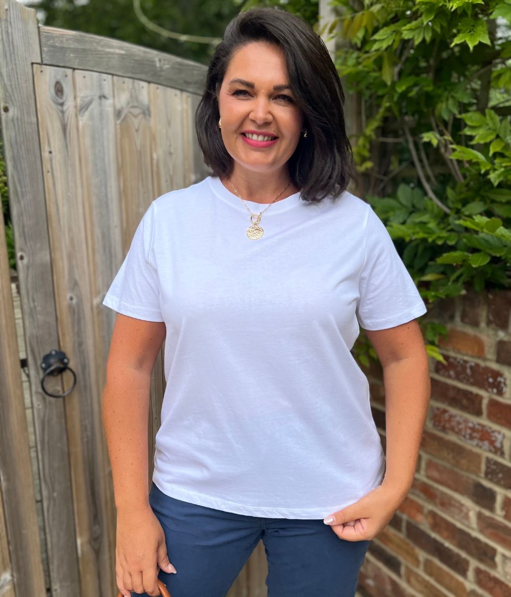 White Straight Fit Cotton Tee