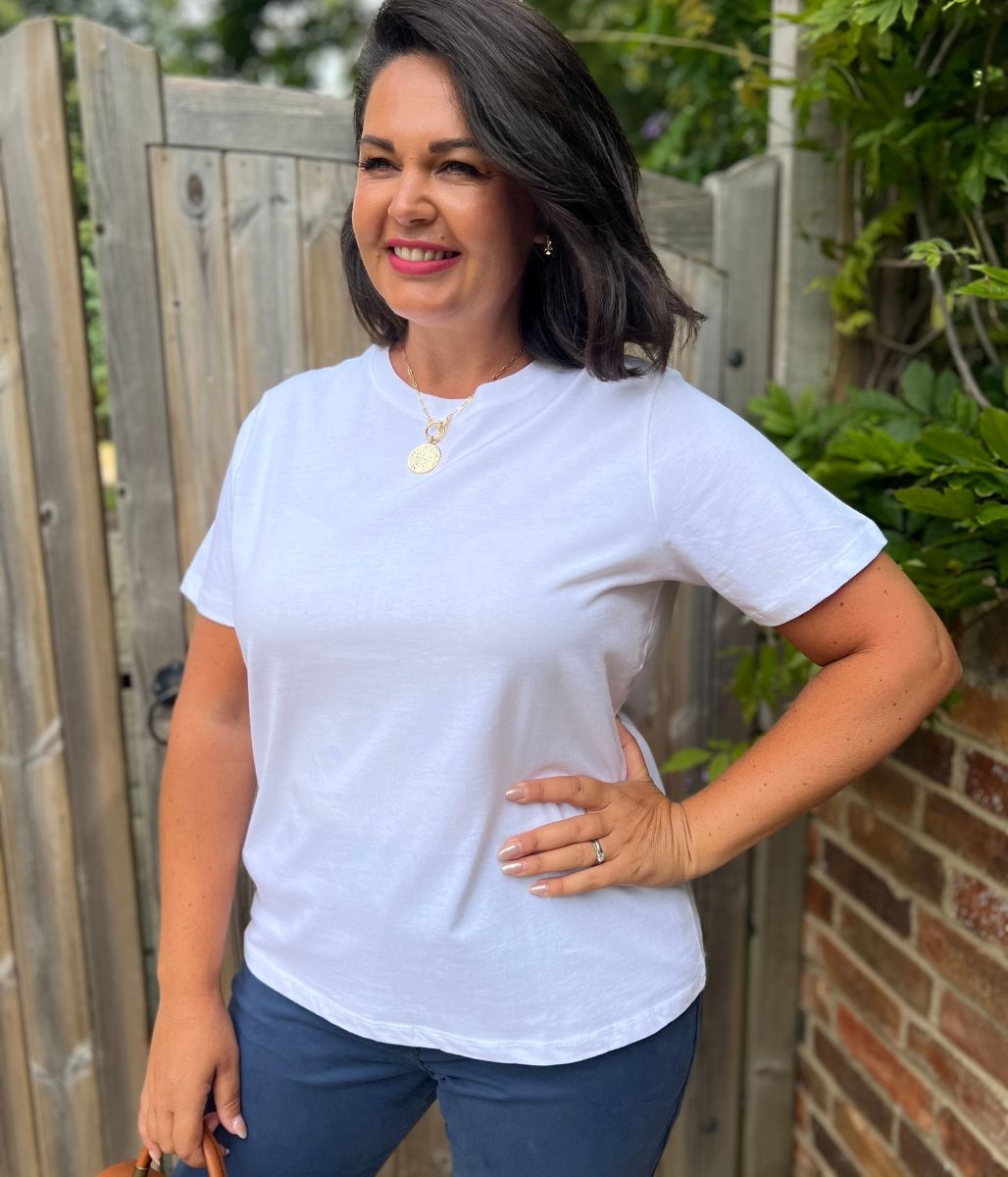 White Straight Fit Cotton Tee