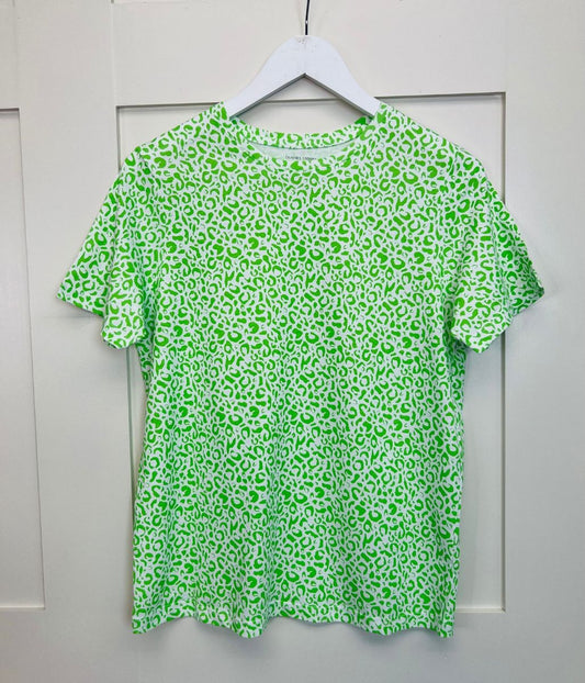 Green Animal Print Straight Fit Cotton Tee