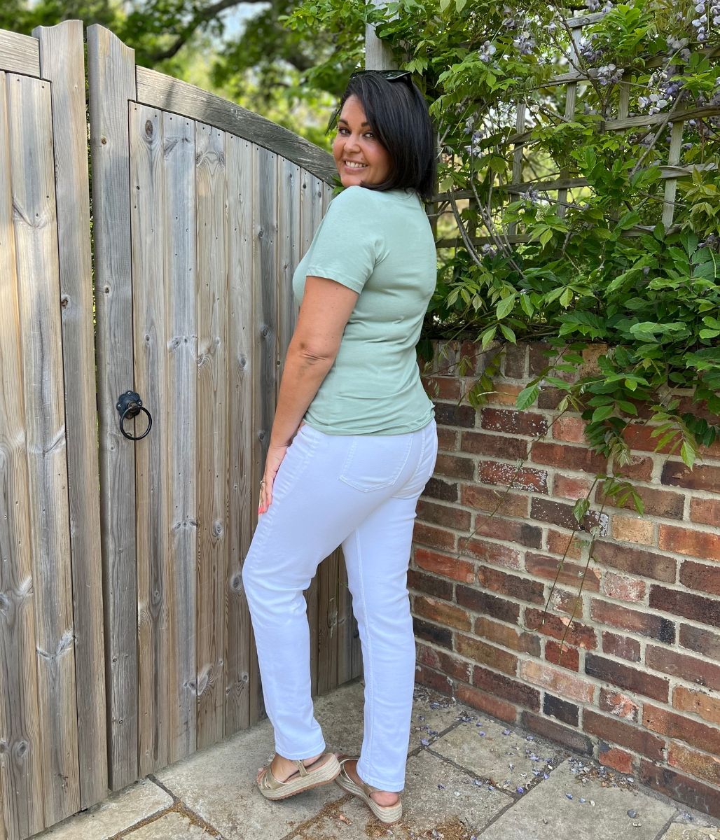 White Slim Ankle Grazer Jeans