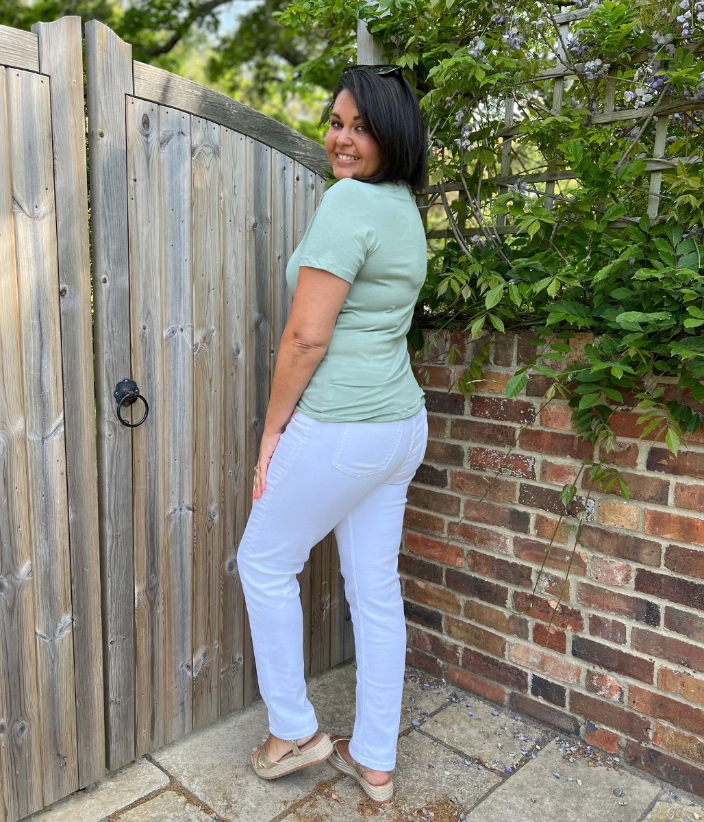 White Slim Ankle Grazer Jeans