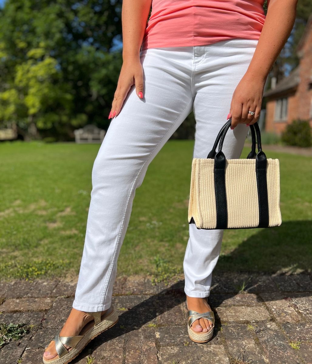 White Slim Ankle Grazer Jeans