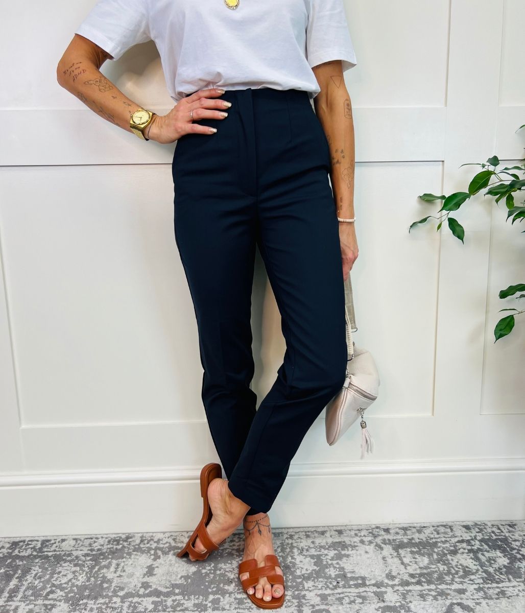 Black Slim Fit Ankle Grazer Trousers