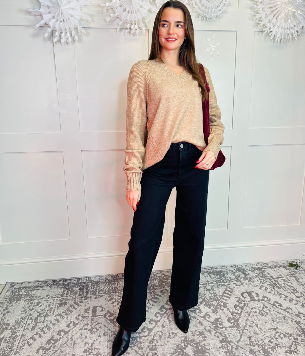 Black Denim Wide Leg Jeans-seconds