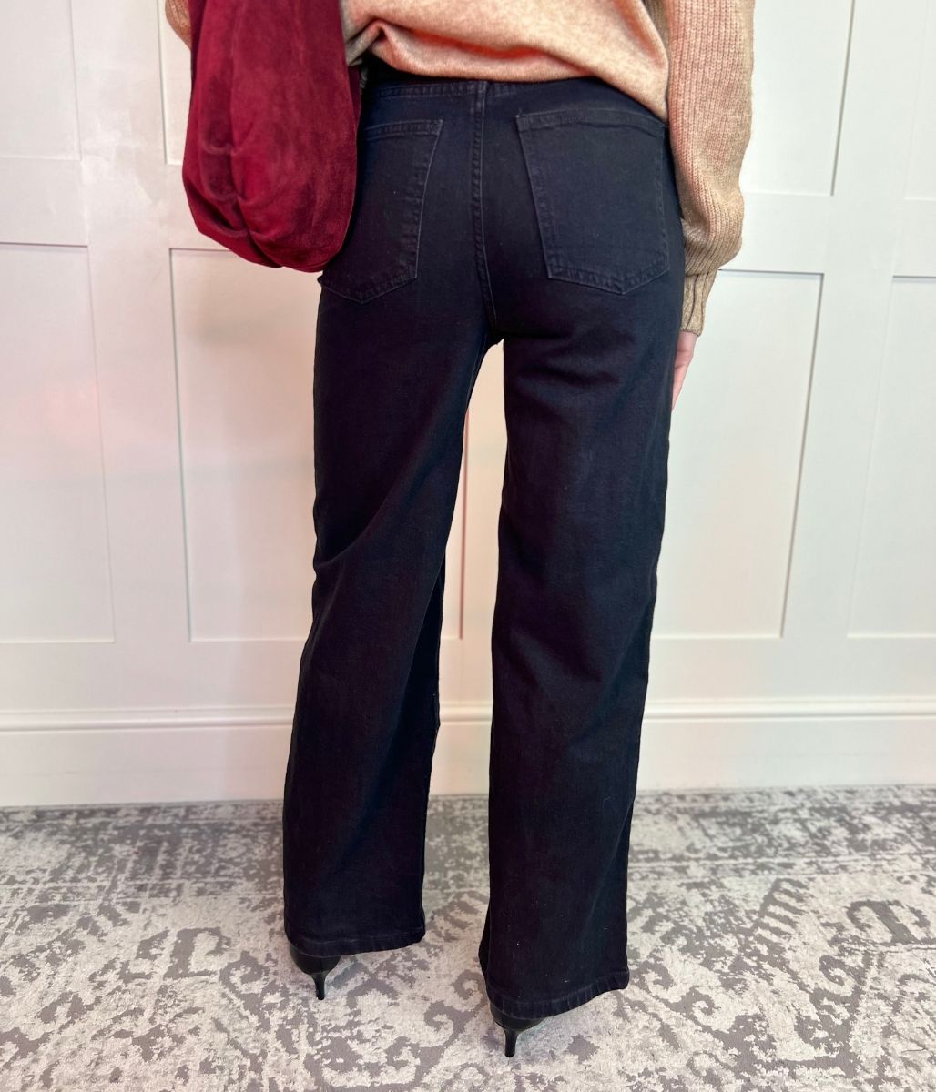 Black Denim Wide Leg Jeans-seconds