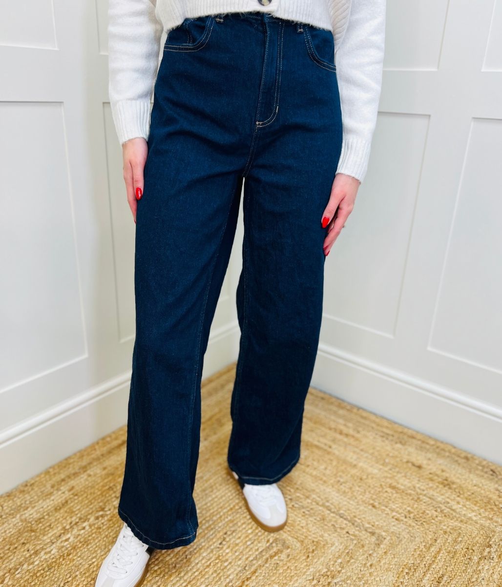 Indigo Denim Wide Leg Jeans-seconds