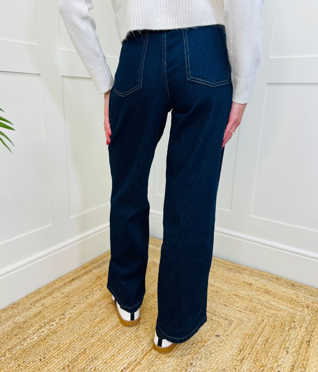 Indigo Denim Wide Leg Jeans-seconds