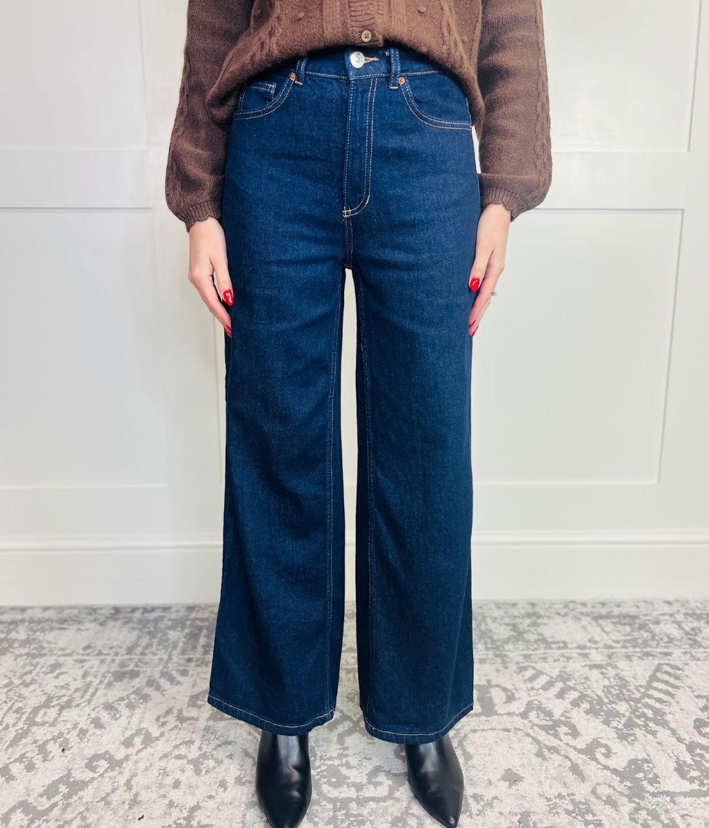 Indigo Denim Wide Leg Jeans-seconds