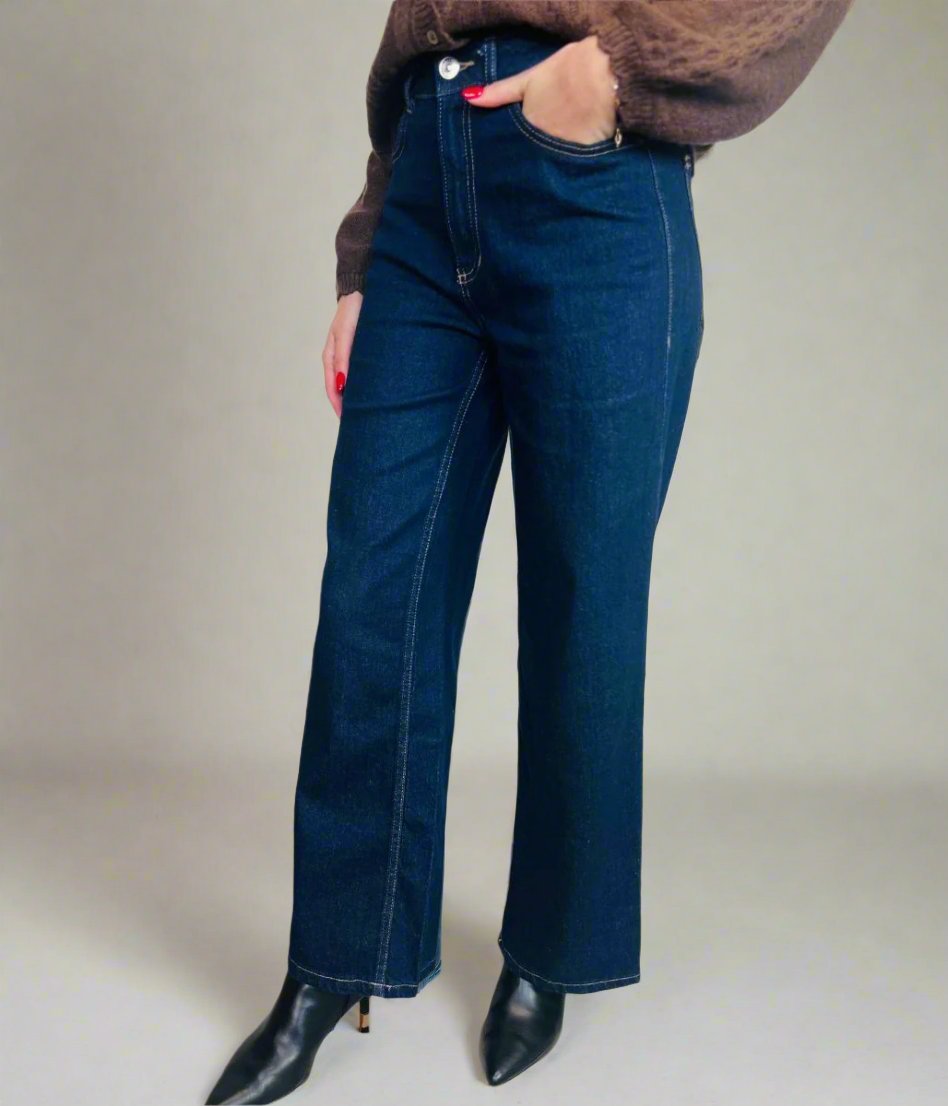 Indigo Denim Wide Leg Jeans-seconds