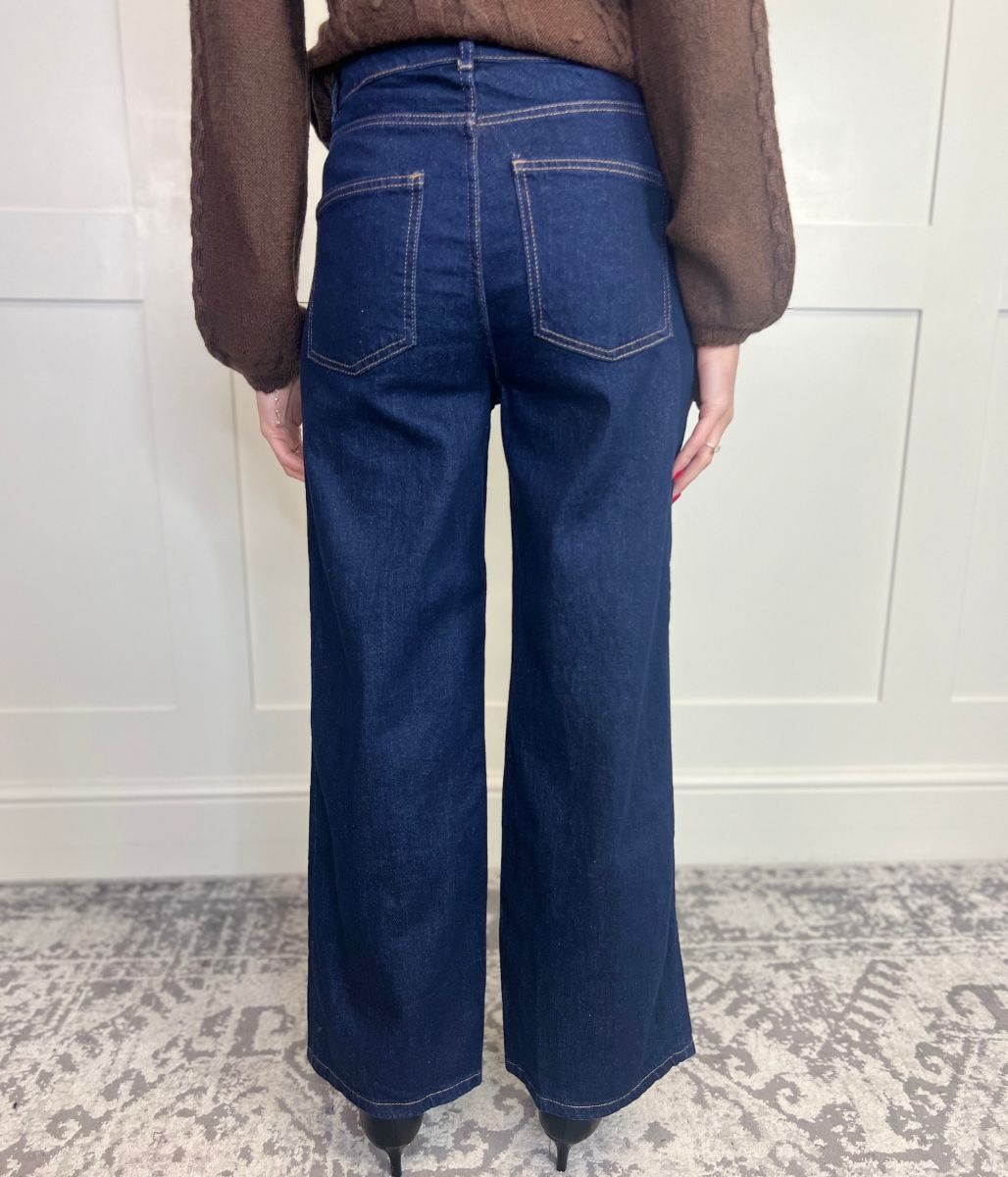 Indigo Denim Wide Leg Jeans-seconds
