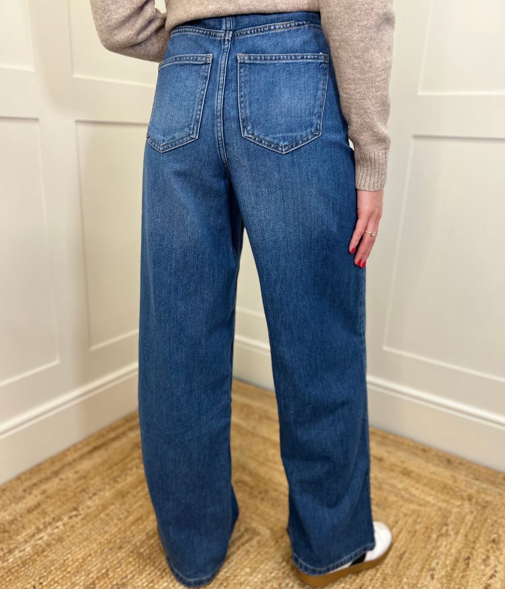 Dark Blue Denim Wide Leg Jeans-seconds