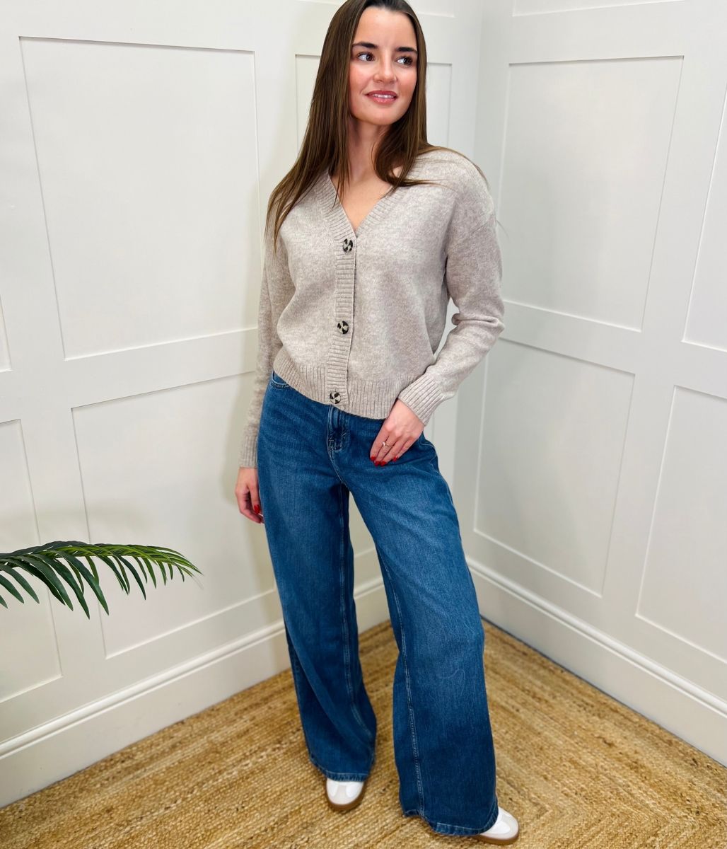 Dark Blue Denim Wide Leg Jeans-seconds