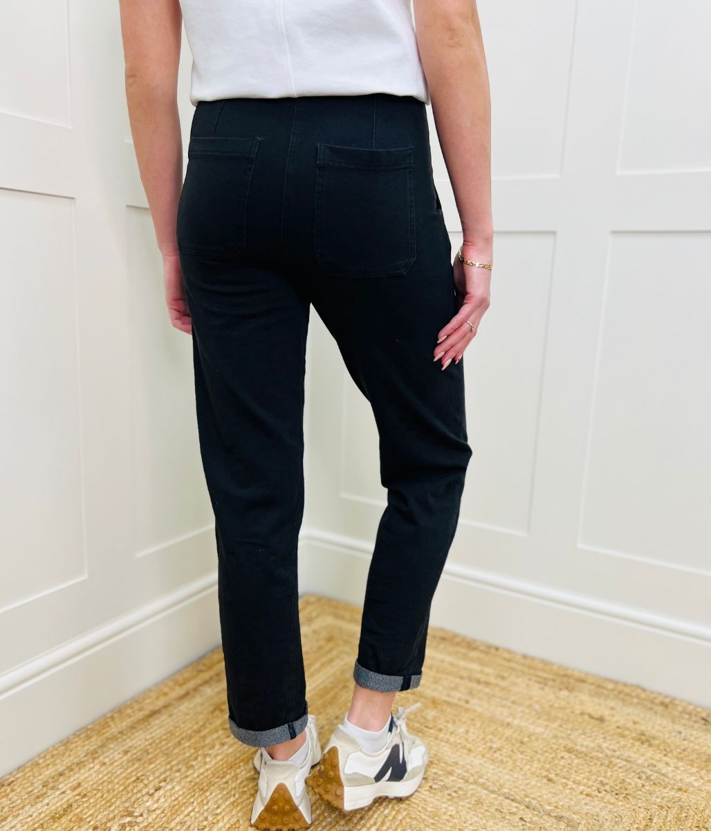 Black Cotton Rich Straight Leg Jogger Trousers