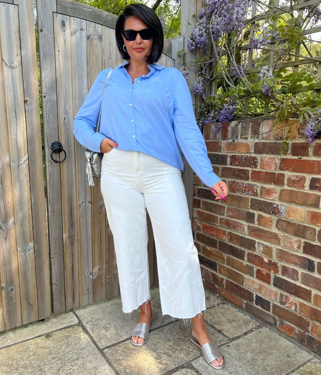 Soft White Wide Leg Cropped Jeans