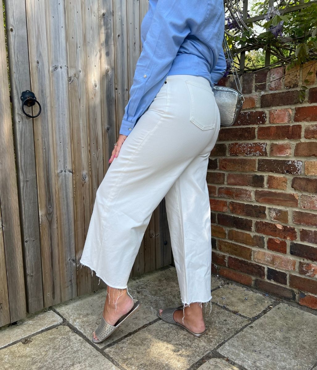 Soft White Wide Leg Cropped Jeans