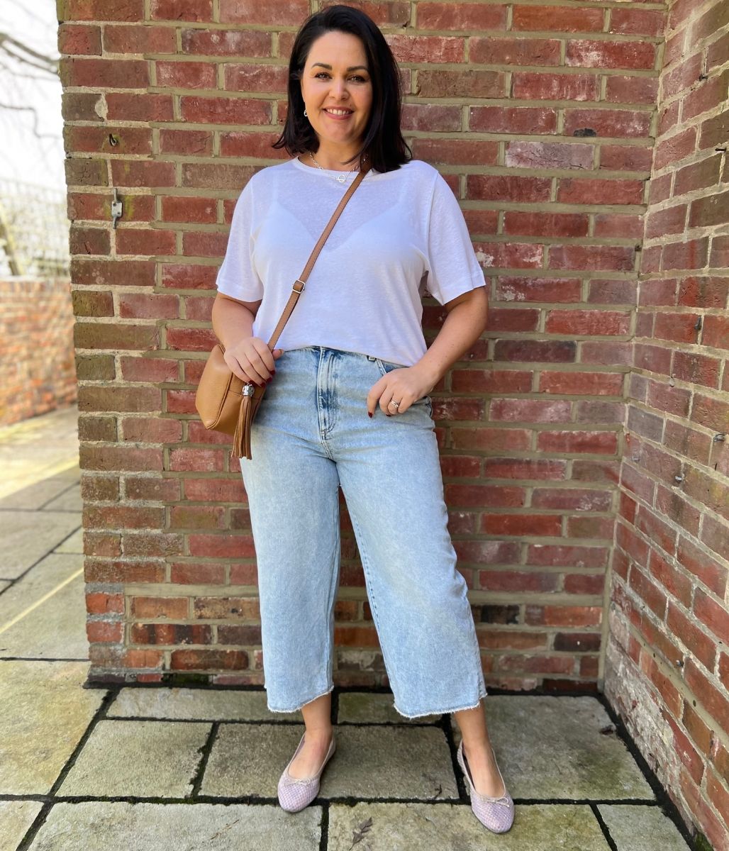 Light Wash Wide Leg Cropped Jeans