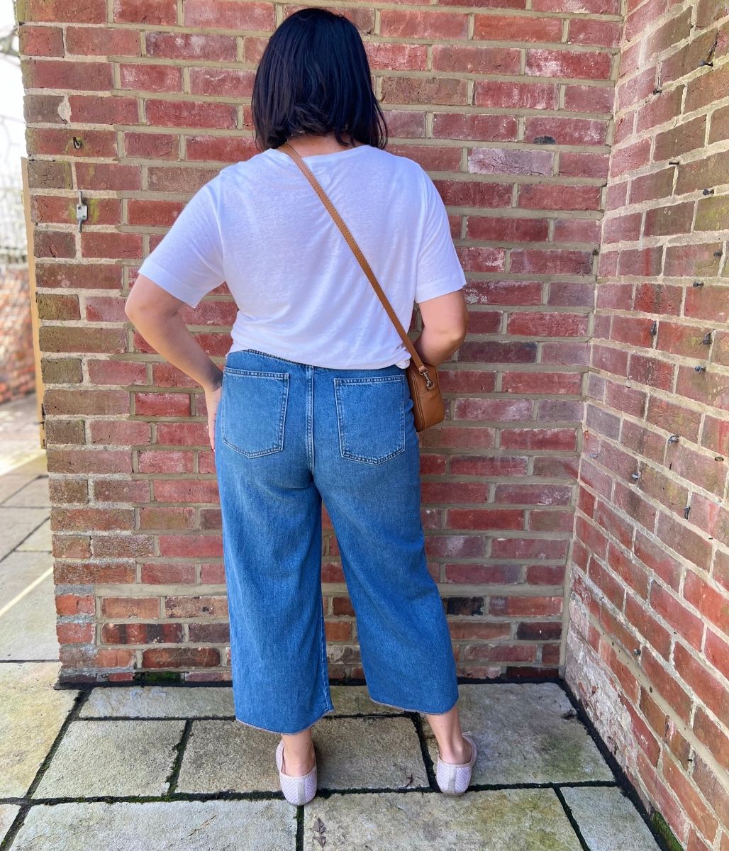 Mid Wash Wide Leg Cropped Jeans