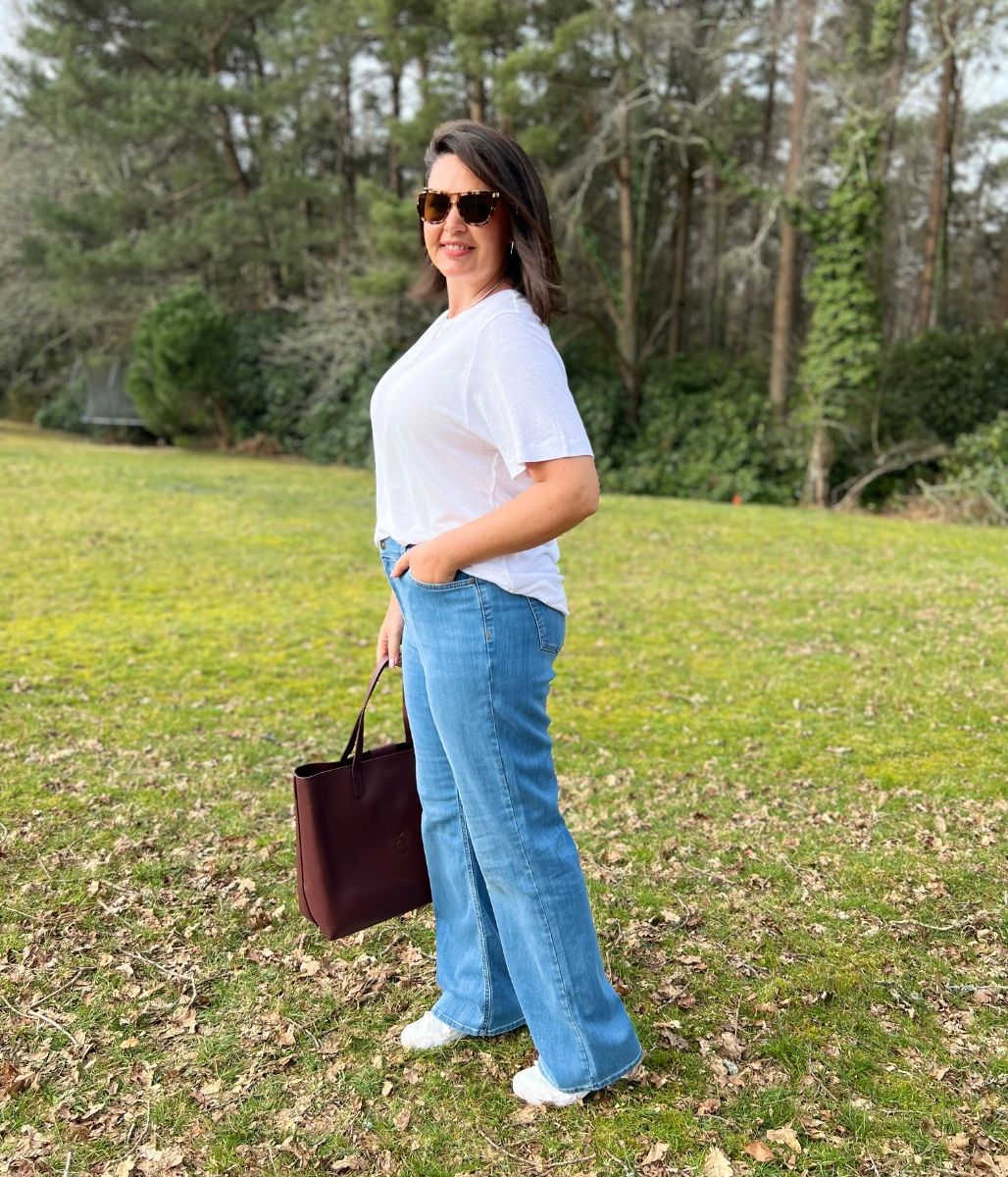 Blue High Waisted Flared Jeans