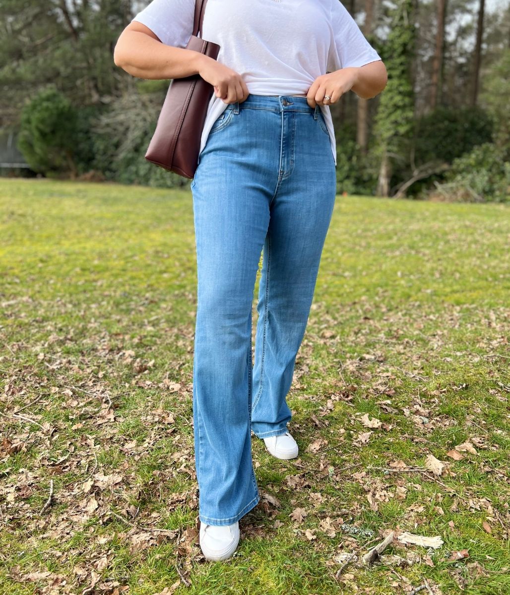 Blue High Waisted Flared Jeans