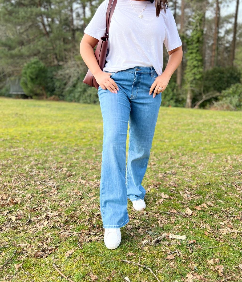 Blue High Waisted Flared Jeans