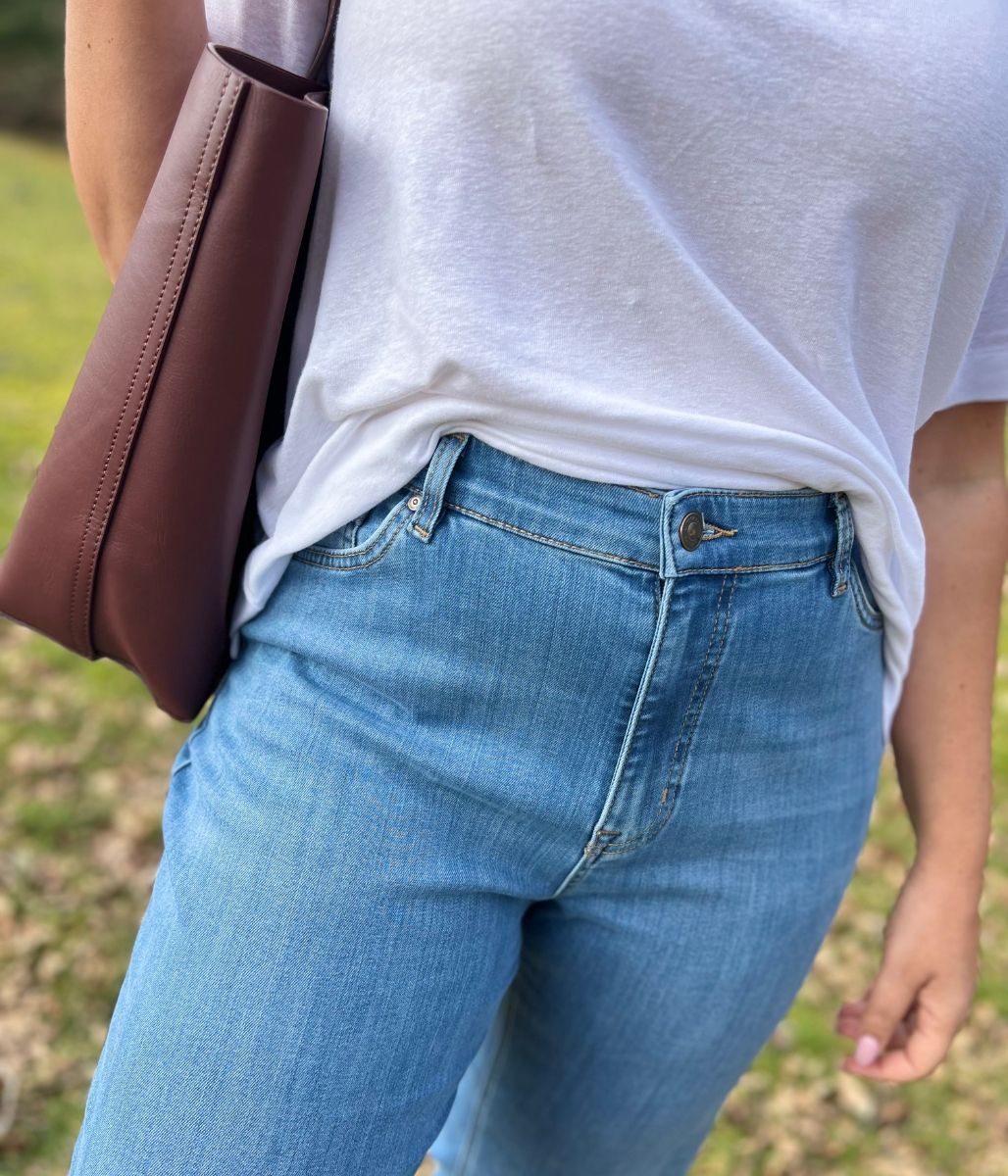 Blue High Waisted Flared Jeans