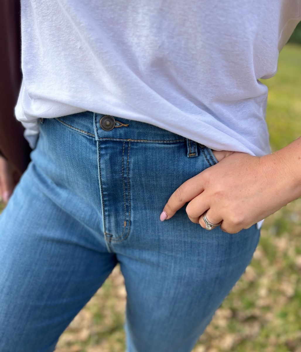 Blue High Waisted Flared Jeans
