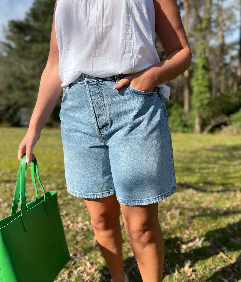 Light Wash High Rise Denim Shorts