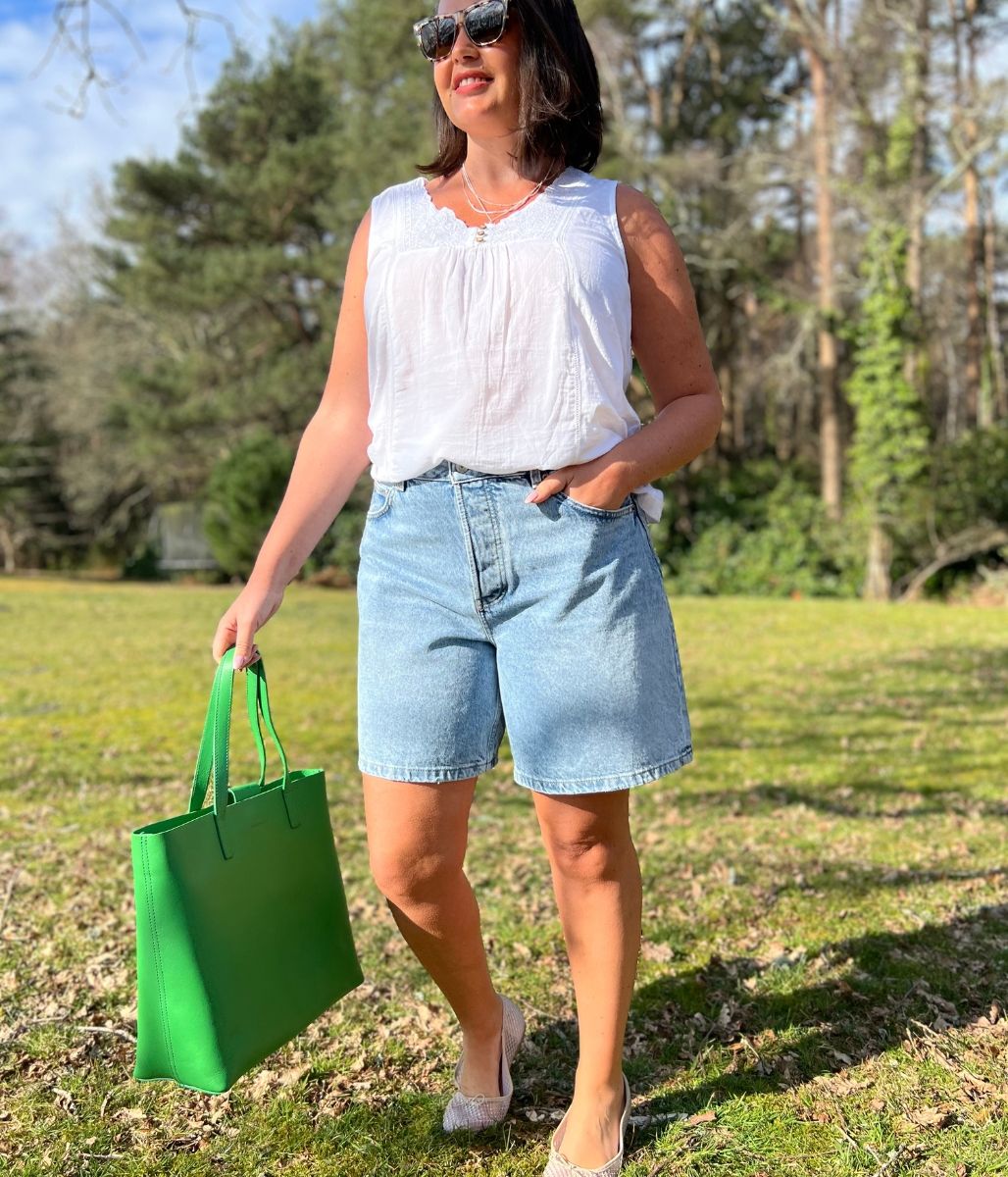 Light Wash High Rise Denim Shorts