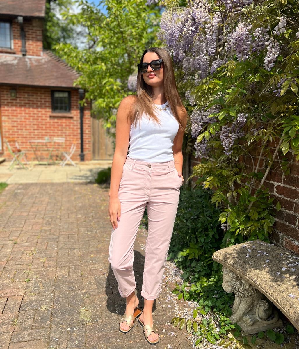 Pink Cotton Rich Slim Fit Chino Trousers