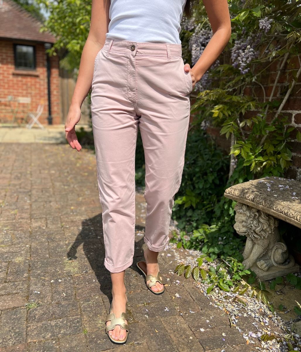 Pink Cotton Rich Slim Fit Chino Trousers
