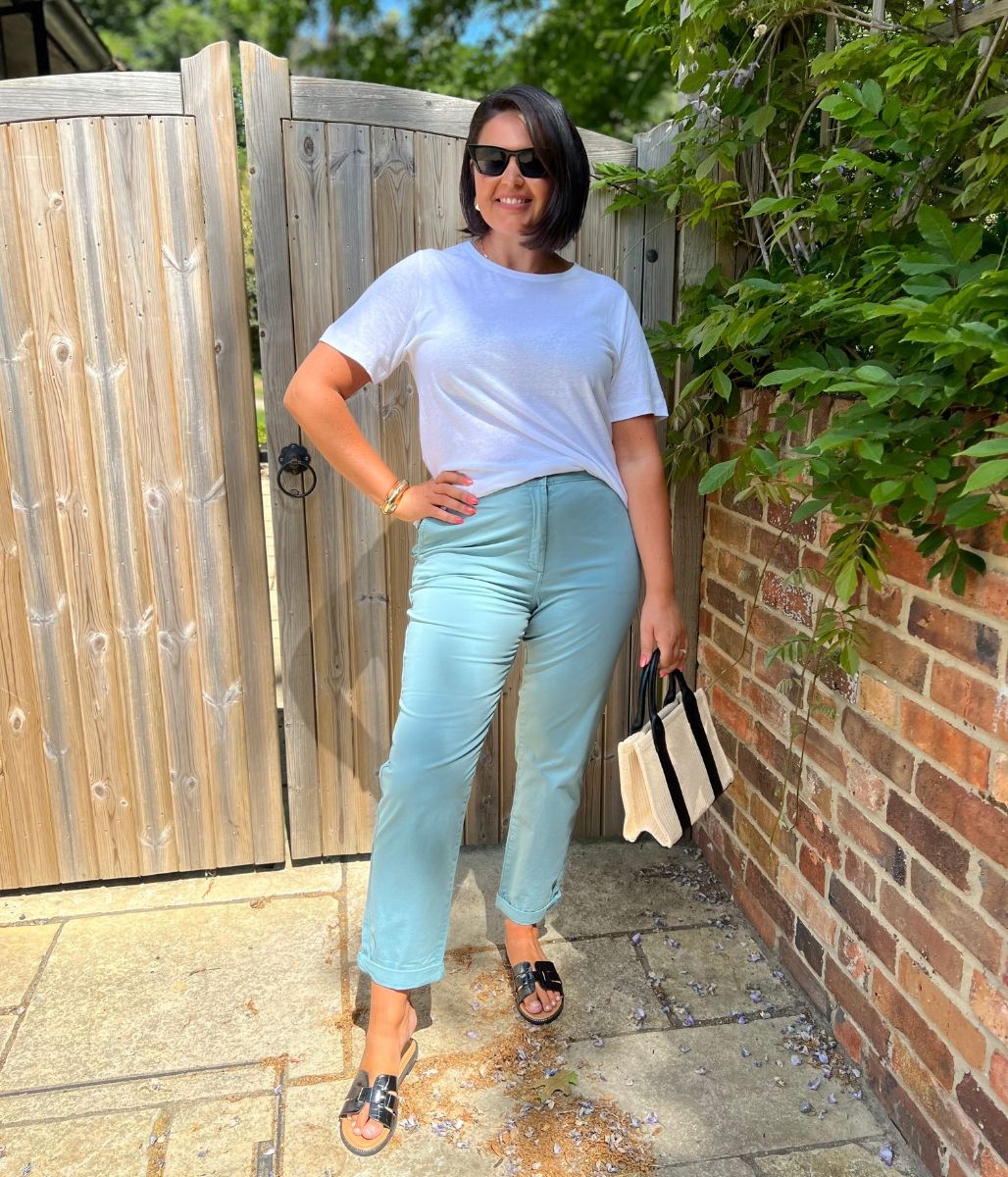 Duck Egg Blue Cotton Rich Slim Fit Chino Trousers