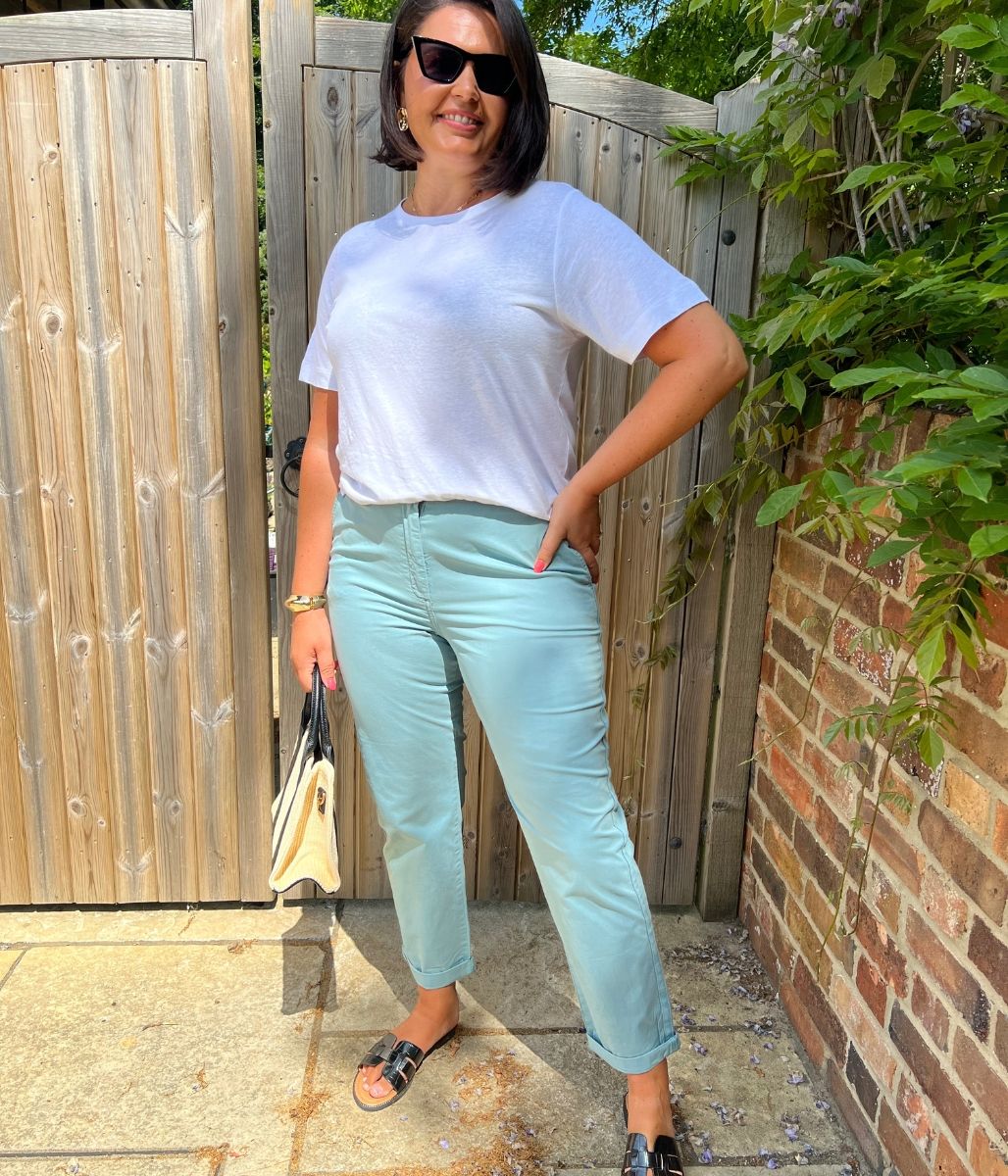 Duck Egg Blue Cotton Rich Slim Fit Chino Trousers