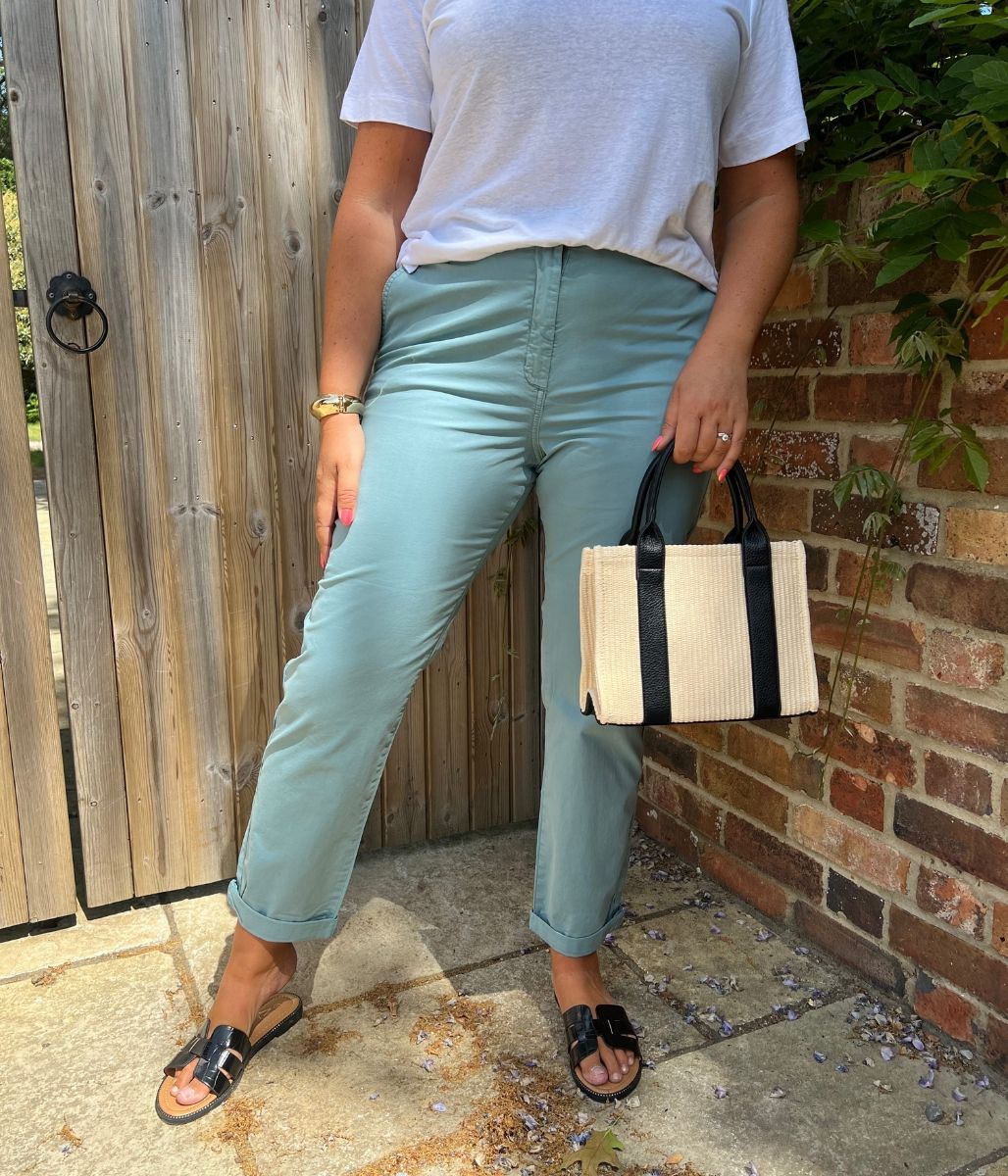 Duck Egg Blue Cotton Rich Slim Fit Chino Trousers