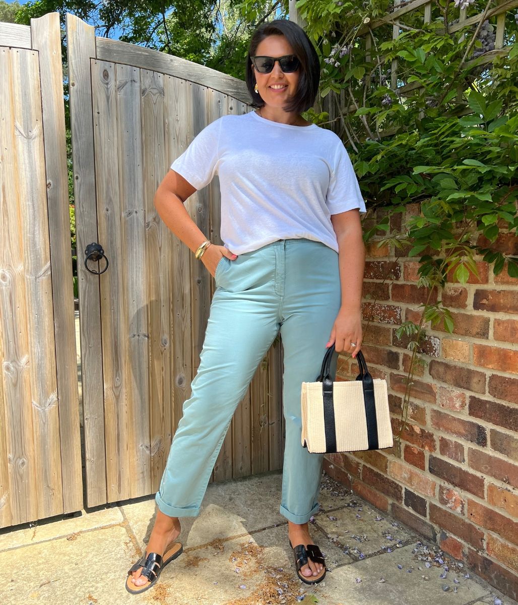 Duck Egg Blue Cotton Rich Slim Fit Chino Trousers