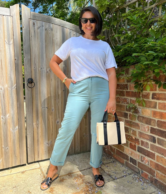 Duck Egg Blue Cotton Rich Slim Fit Chino Trousers