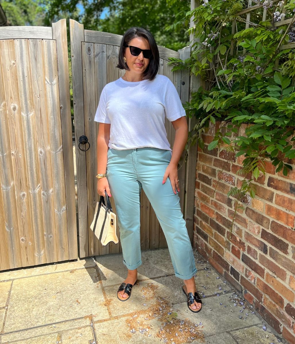 Duck Egg Blue Cotton Rich Slim Fit Chino Trousers