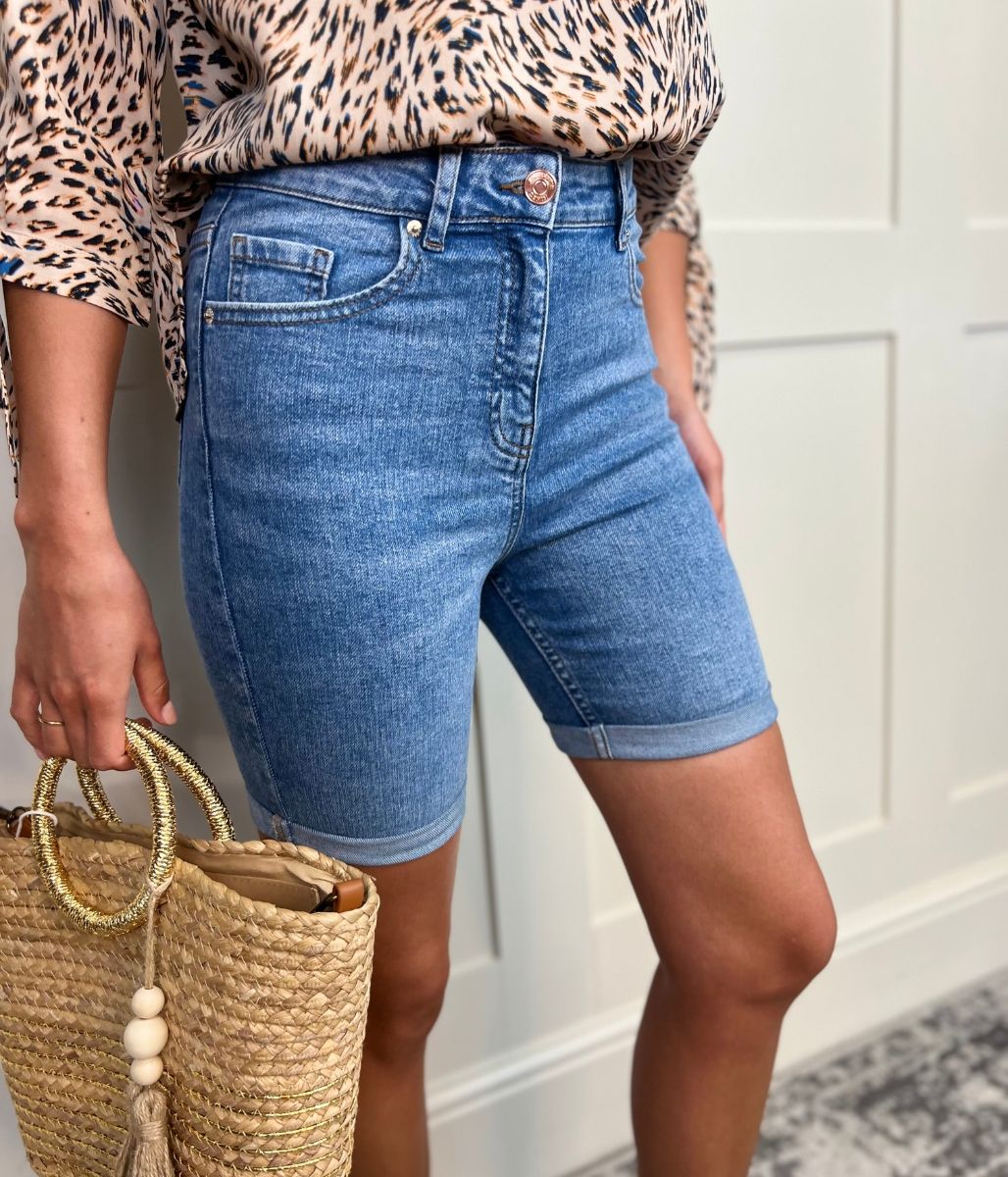 Denim Turn Up Shorts