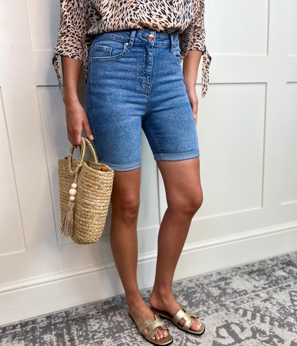 Denim Turn Up Shorts