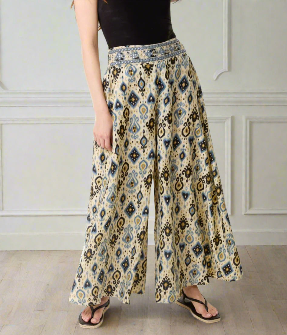 Embellished Wide Leg Trousers