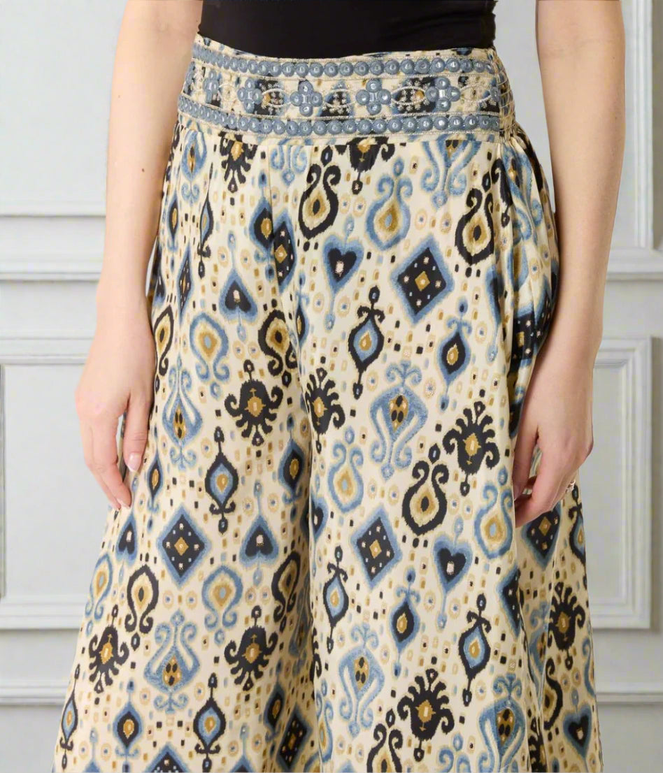 Embellished Wide Leg Trousers