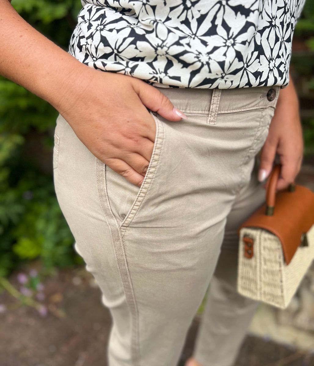 Stone Cotton Rich Slim Fit Chino Trousers