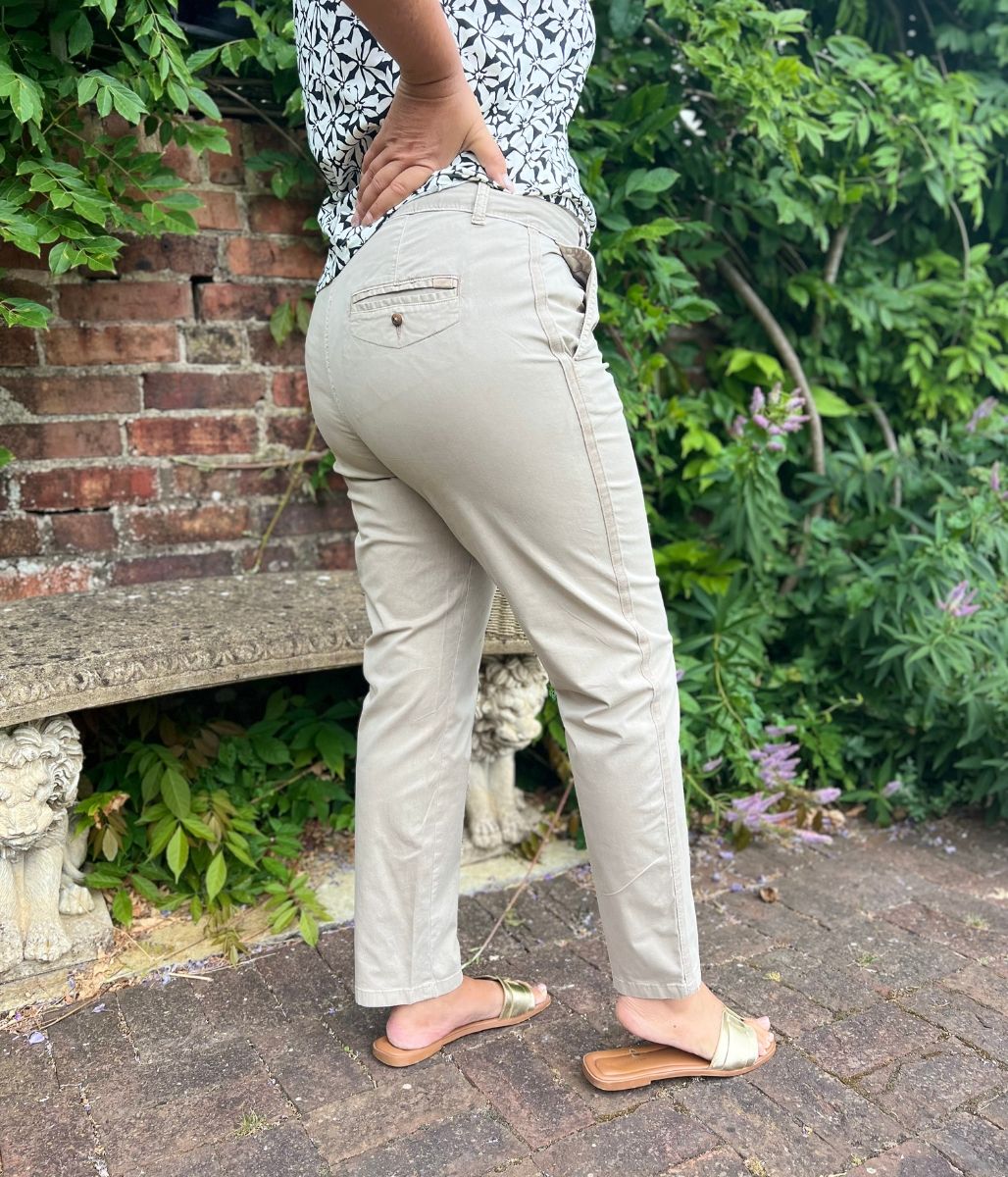 Stone Cotton Rich Slim Fit Chino Trousers