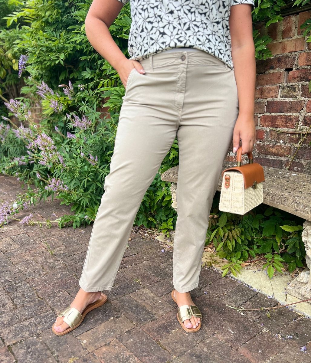 Stone Cotton Rich Slim Fit Chino Trousers