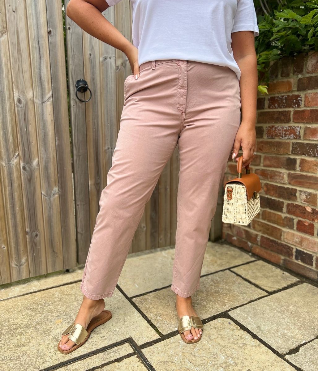 Dusky Pink Cotton Rich Slim Fit Chino Trousers