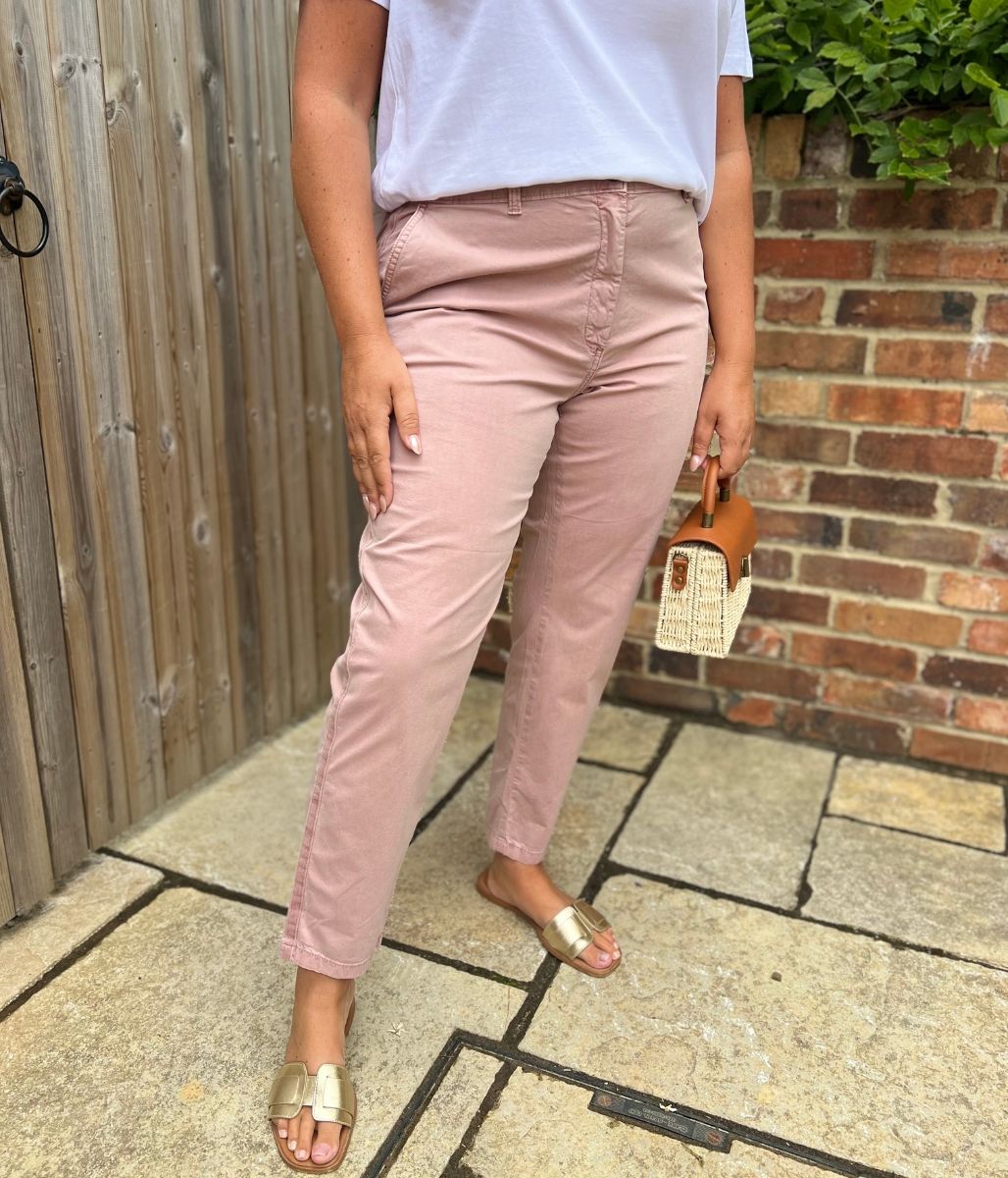 Dusky Pink Cotton Rich Slim Fit Chino Trousers