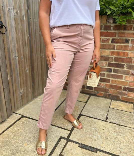 Dusky Pink Cotton Rich Slim Fit Chino Trousers