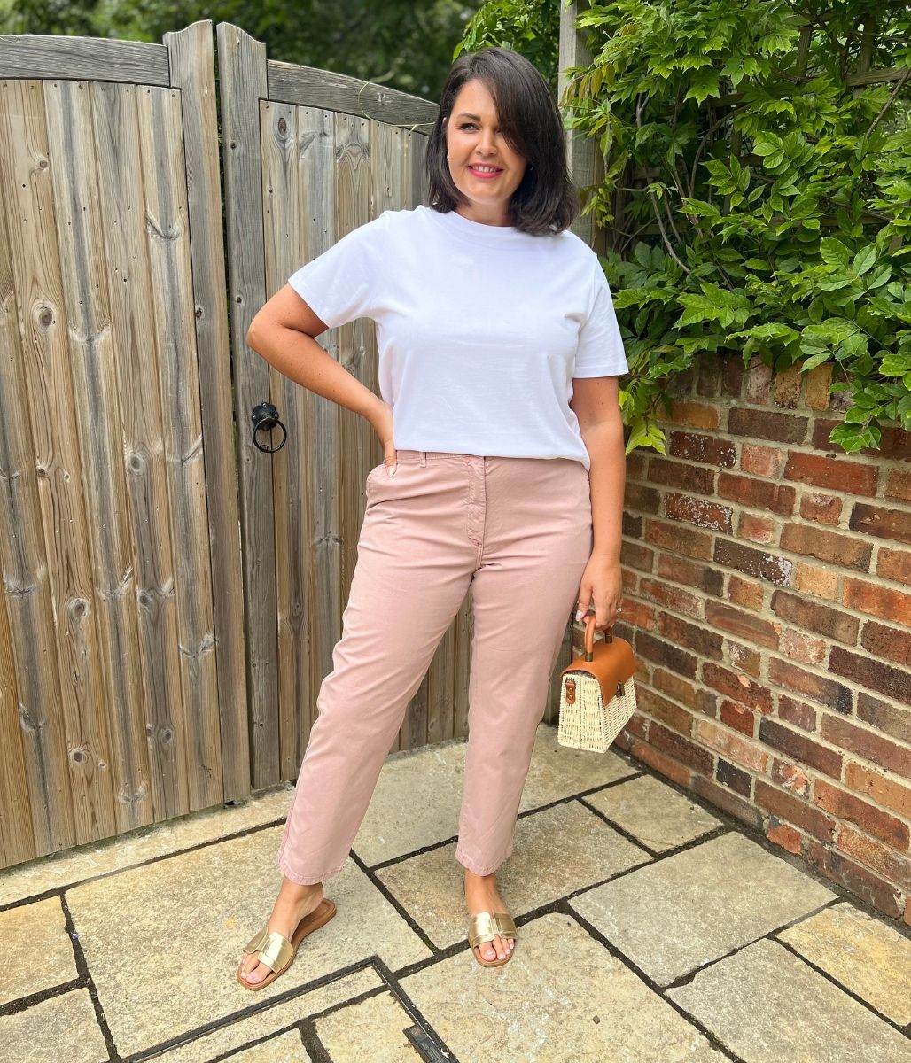 Dusky Pink Cotton Rich Slim Fit Chino Trousers