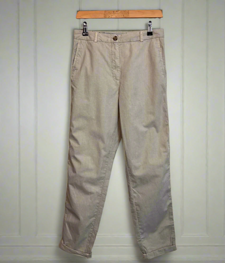 Ecru Cotton Rich Slim Fit Chino Trousers