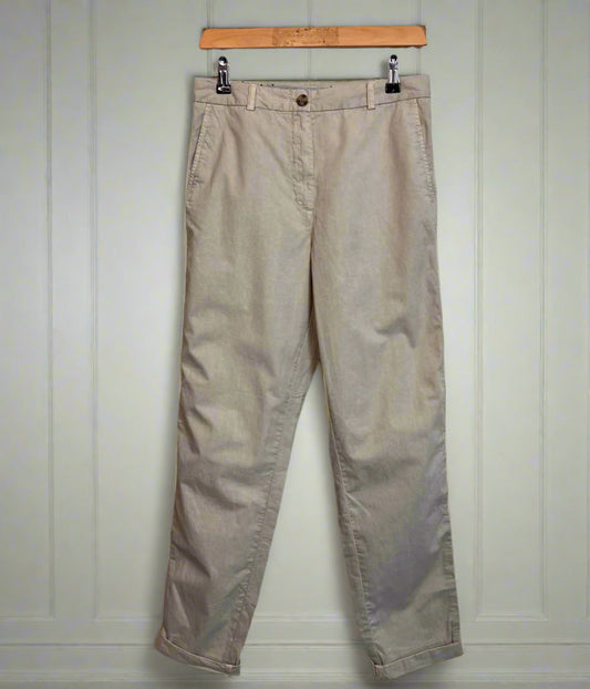 Ecru Cotton Rich Slim Fit Chino Trousers